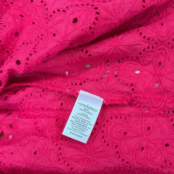 Sundance Moray Eyelet Bell Ruffle Sleeves Lipstick Red Coverup Tunic Dress XL - Picture 6 of 7